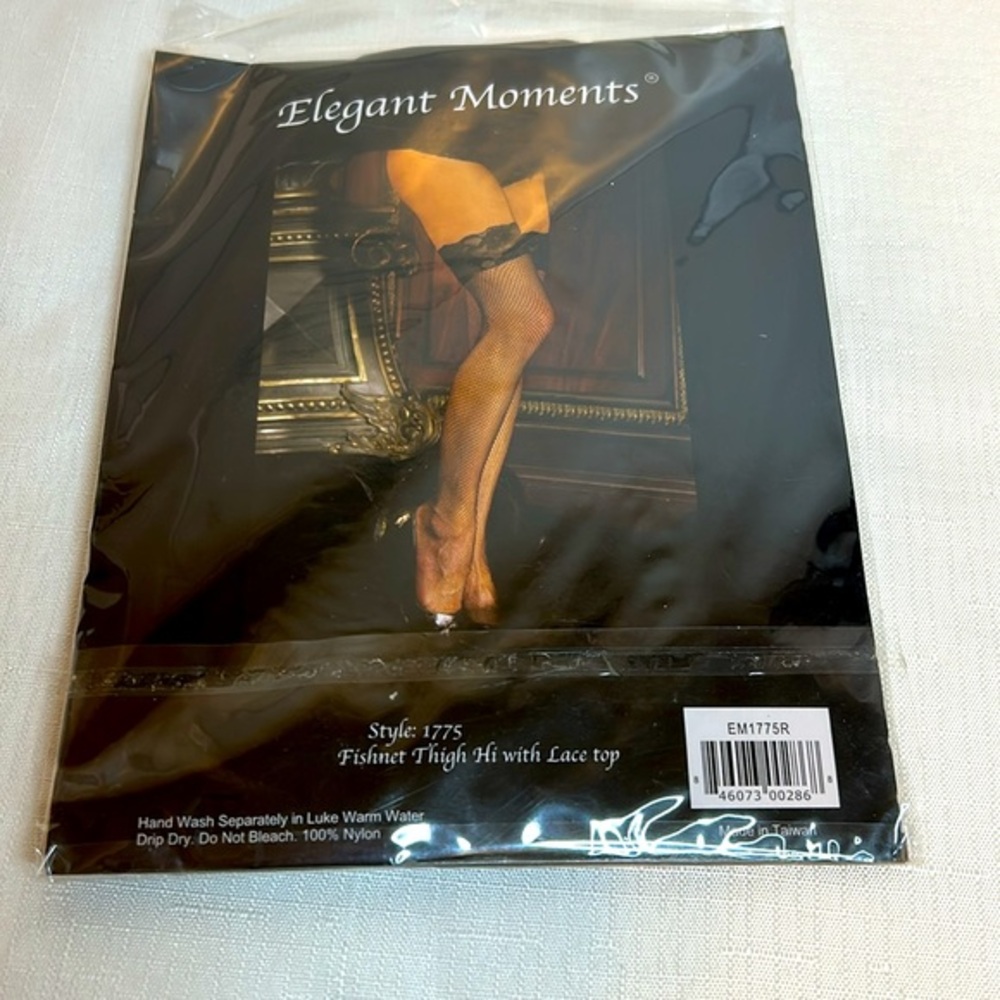 Elegant Moments Red Thigh High Fishnets With Lace Top Stockings One Size NEW
